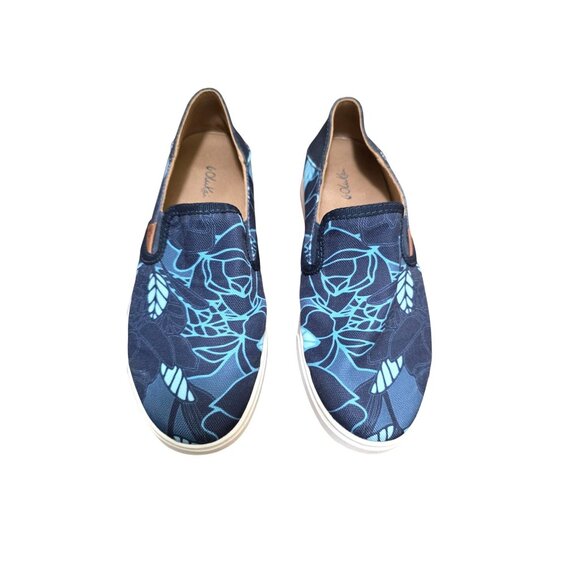 Olukai Women's Slip-On Floral Canvas Shoes Size 7 Navy & Light Blue - Picture 1 of 8